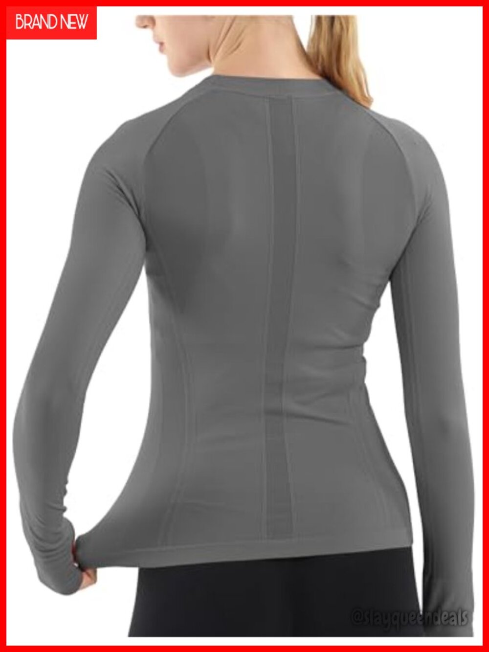 Seamless Long Sleeve Workout Top Thumb Holes Mesh Yoga Gym Tee
